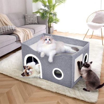 Niche pour chat DESIGN COMFORT Refuge Aidant Réduire Anxiété Entretenir Griffes