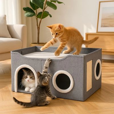 Niche pour chat DESIGN COMFORT Terrain Jeu Cachette Familial Idéal