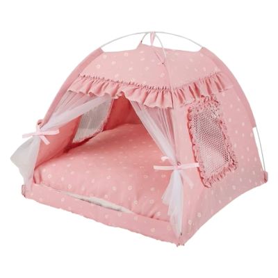 Niche pour chat Tente Coquette Rose Ă Dentelle