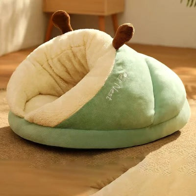 Panier chat Chenille Moelleuse cocon douillet vert sauge