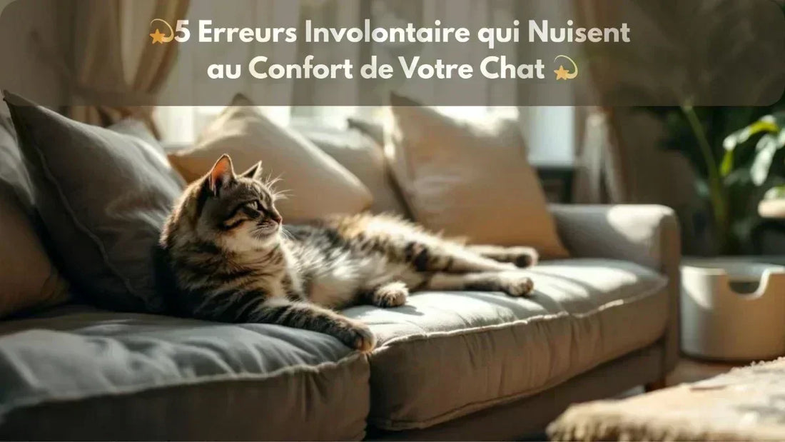 5 erreurs involontaires qui nuisent au confort du chat - Chat tigré détendu sur canapé