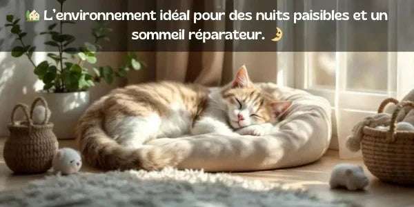 Chat dormant paisiblement sur son coussin douillet baigné de rayon de soleil