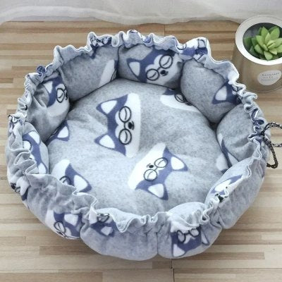Coussin Chat Nid Douillet Loup Gris