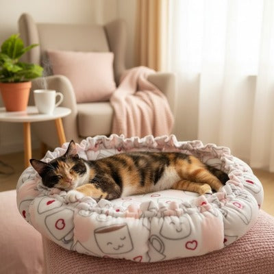 Coussin Chat Nid Douillet Offrant Douceur Moelleuse pour Sommeil Profond Réparateur