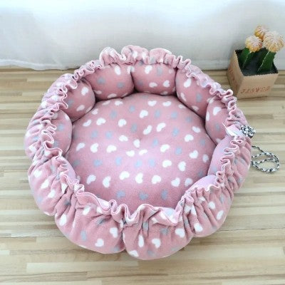 Coussin Chat Nid Douillet Petit Cœur Rose