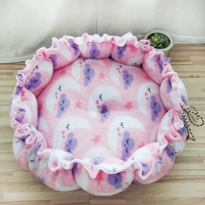 Coussin Chat Nid Douillet Rose Nuage Violet