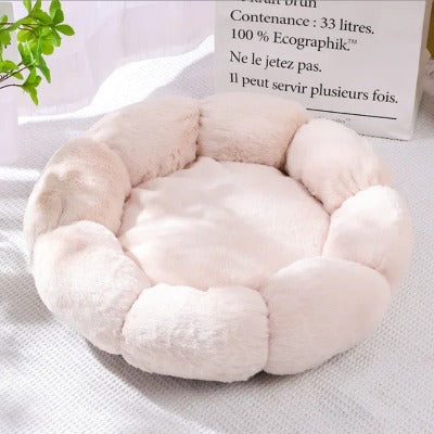 Coussin chat Douce Fleur Beige crème