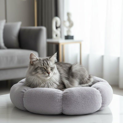 Coussin chat Douce Fleur Cocon Paisible pour des Siestes Revigorante et Sommeil Profond