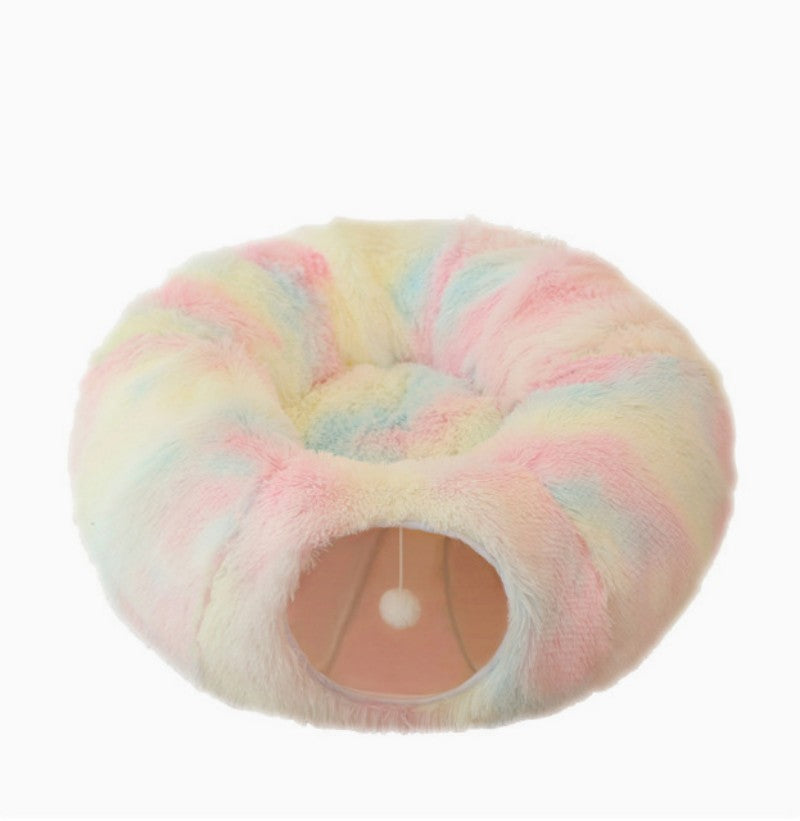 Coussin chat Tunnel Amusant Arc en Ciel