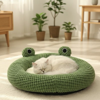 Coussin pour chat Douillet FROGGYCAT™ Répond Besoin Instinctif Félin Offrant Refuge Apaisant