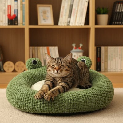 Coussin pour chat Douillet FROGGYCAT™ Sieste Revigorante Sommeil Réparateur Bien-Être Félin