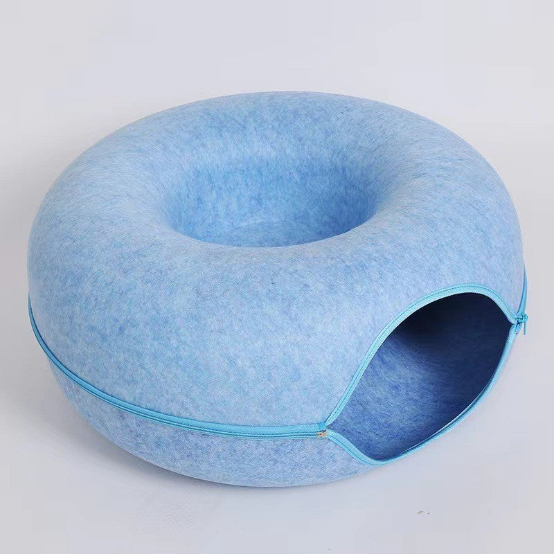 Coussin pour chat Tunnel Beignet Bleu Pâle