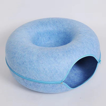 Coussin pour chat Tunnel Beignet Bleu Pâle