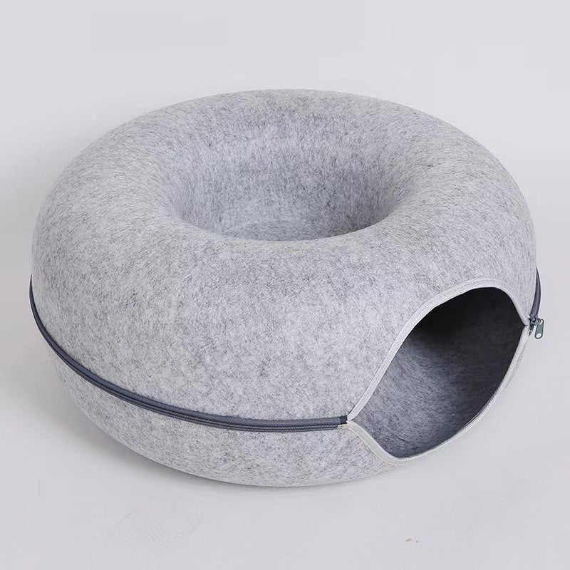Coussin pour chat Tunnel Beignet Gris