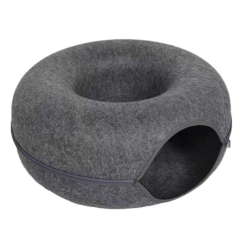 Coussin pour chat Tunnel Beignet Gris Foncé