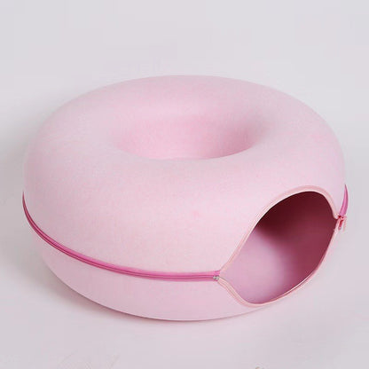 Coussin pour chat Tunnel Beignet Rose