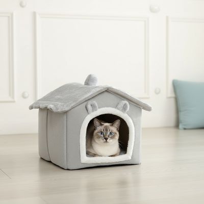 Maison Chat COMFYHOME™ Petite Maisonnette Douillette Aidant Calmer Anxiété Féline