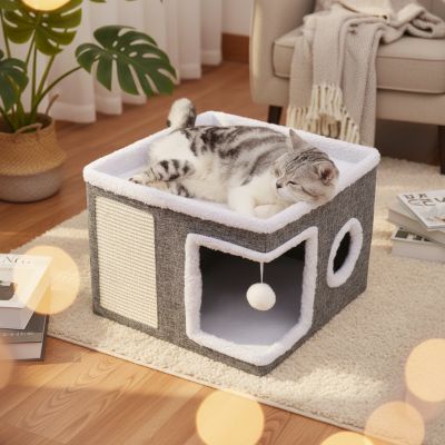 Maison chat Multi Conforts Refuge Félin Paisible Design Esthétique Harmonieux avec votre Intérieur