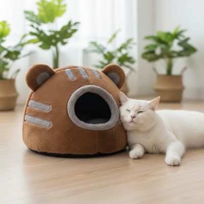 Niche Chat Ourson Douillet Aussi Douce et Sécurisante qu'une Caresse Maternelle