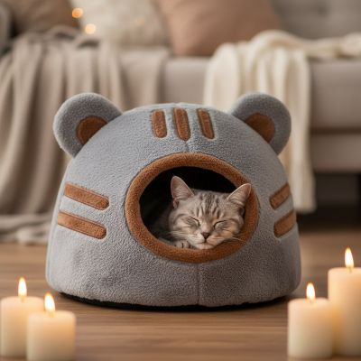 Niche Chat Ourson Douillet Joli Design Douceur Calmante Repos Paisible