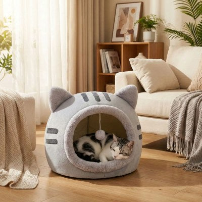 Niche chat Chaton Douillet Coussin Moelleux Tissu Doux Design Ludique Coloris Intemporel