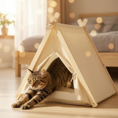 Niche chat TIPICAT™ Sieste Paisible Sommeil Réparateur Détente Relaxante Réveil Enjoué