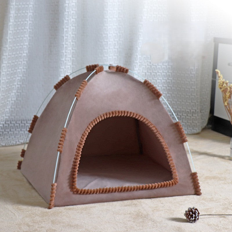 Niche pour Chat Camping Douillet Brune Velours Premium