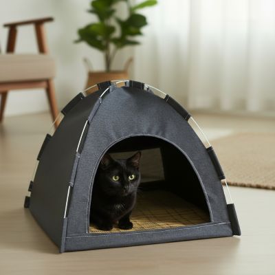 Niche pour Chat Camping Douillet Fini Anxiété Grâce Bienfaits Havre de Paix Personnel