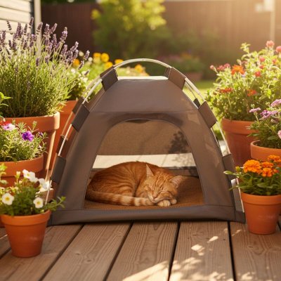 Niche pour chat Aventure Maison Cocon Douillet Parfait pour Sieste Paisible en Extérieur