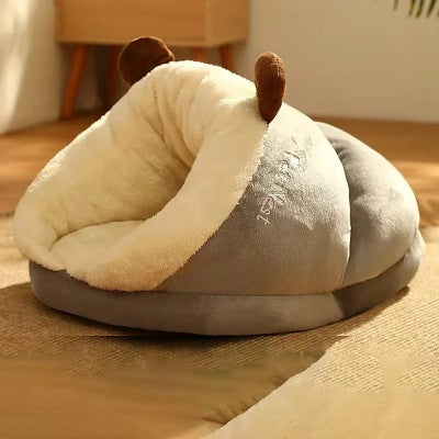 Panier chat Chenille Moelleuse cocon douillet gris doux