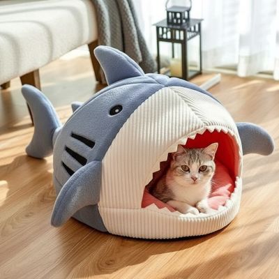 Panier chat Requin Refuge Apaisant Anxiété Féline Apportant Sourire à Chaque Regard