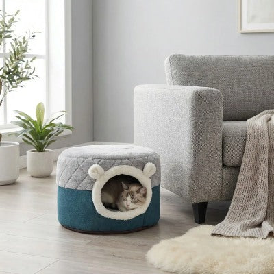 Panier chat Tambour Coquet grotte sécurisante pour sommeil confortable