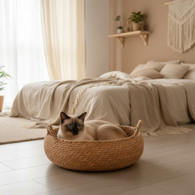 Panier chat osier Griffoir Douillet Havre de Paix Félin Naturel Agencement Harmonieux dans Tous Décors
