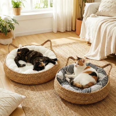 Panier chat osier Griffoir Douillet Rebord Moelleux Épousant le Corps Procurant Sentiment Sécurité