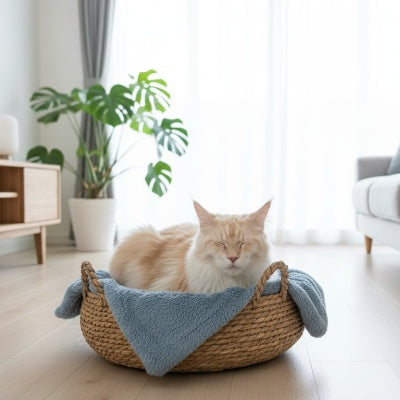 Panier chat osier Griffoir Douillet Refuge Apaisant Répondant aux Besoins Instinctifs Félin