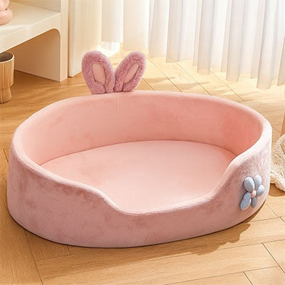Panier pour chat BUNNYBED™ Rose Poudre avec Oreilles de Lapin et Fleur Décorative