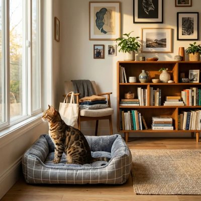Panier pour chat TOUDOUX™ couchage doux et enveloppant idéal pour observer et se détendre au soleil