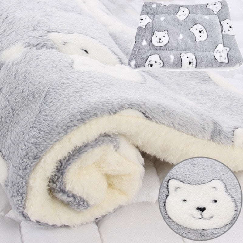 lit chat Tapis Douillet Gris Ourson Blanc